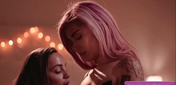  Sexy horny lesbian babes Aidra Fox, Evelyn Claire eating juicy pussy and enjoy strong orgasms